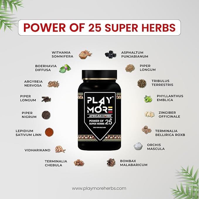 Herbal Deck Play MORE Powder for Men – African Herbal Formula | Boost Energy, Stamina, Vitality & Immunity | Supports Reproductive Health Naturally |