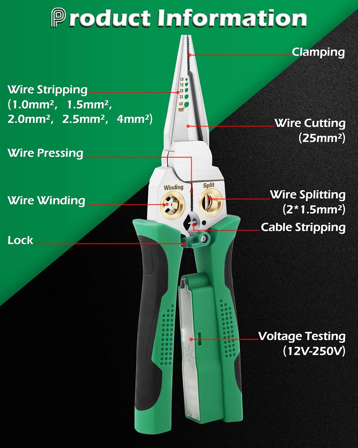Fiaitio 8 In 1 Wire Stripper with Voltage Tester