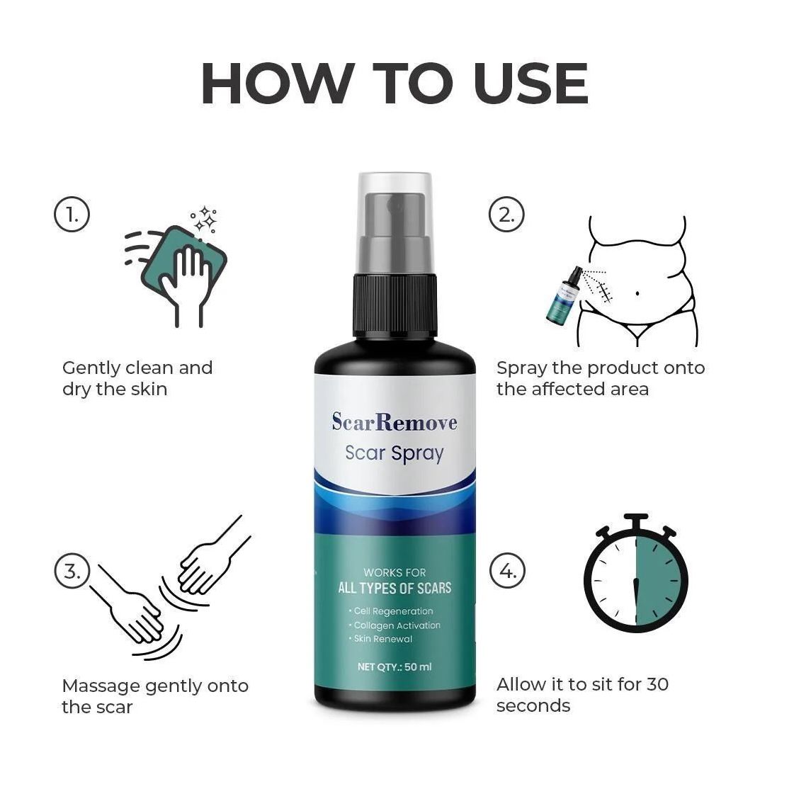 ScarRemove™ All Type Scar Removal Spray - Korean Made | BUY 1 GET 1 FREE |  ⭐️⭐️⭐️⭐️ 4.9/5 Reviews