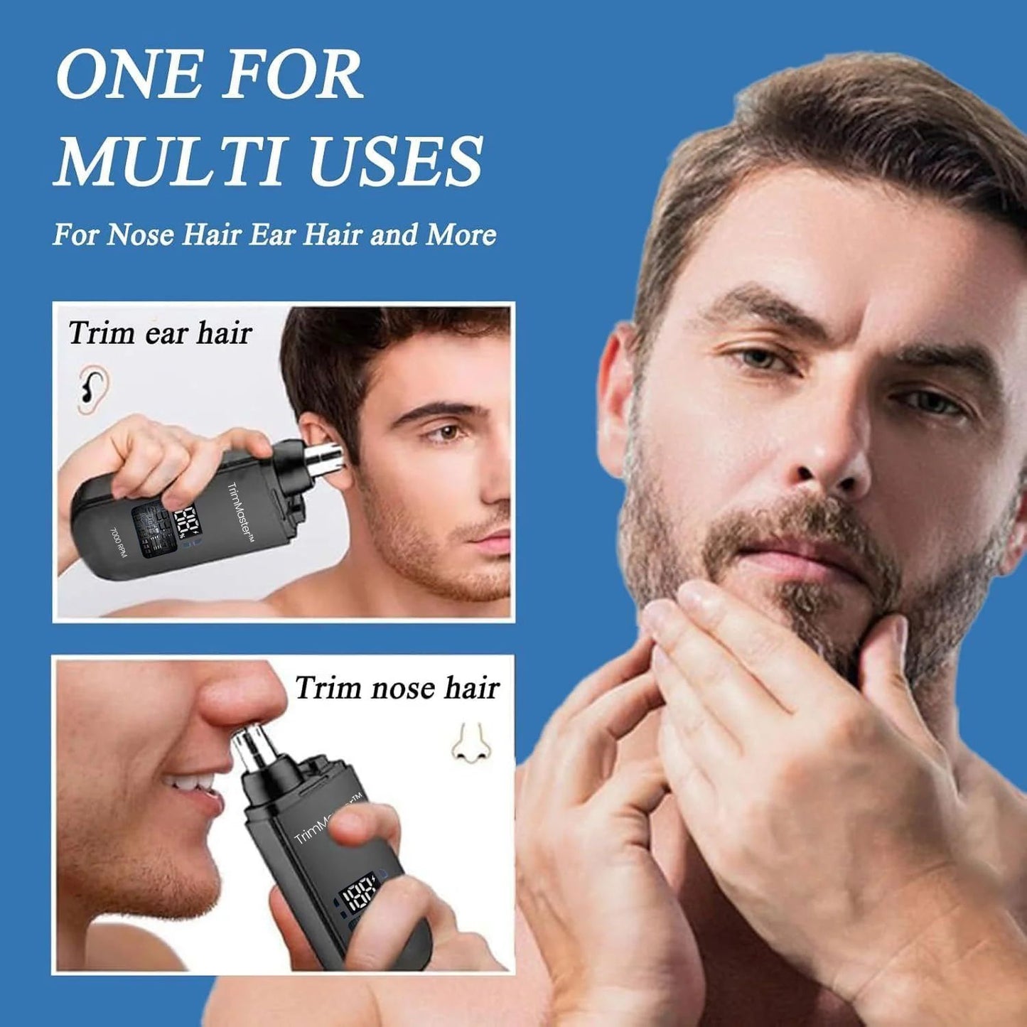 TrimMaster™ - Portable Ear & Nose Hair Trimmer with USB Cable | For Men & Women